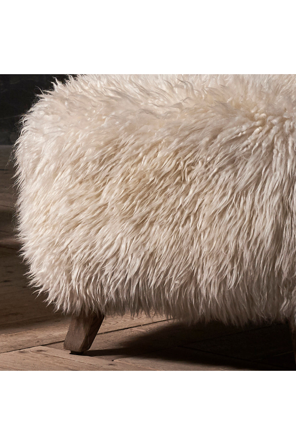 Long-Haired Sheepskin Footstool | Andrew Martin Cabana | Oroa.com