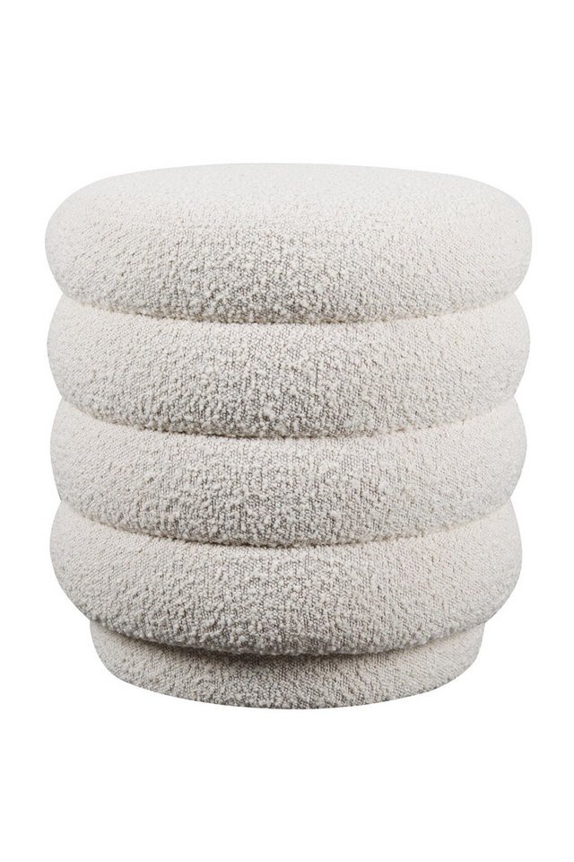 Cream Bouclé Round Ottoman | Andrew Martin Dura | Oroa.com