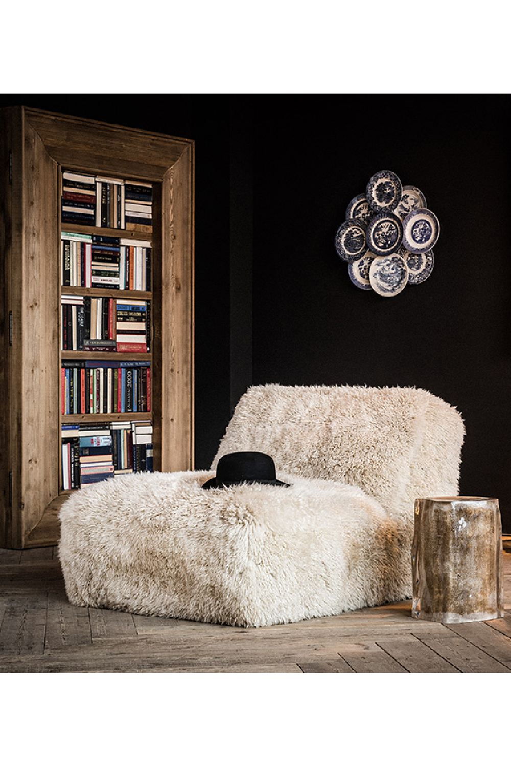 Beige Sheepskin Lounge Chair | Andrew Martin Shaggy Motion | Oroa.com