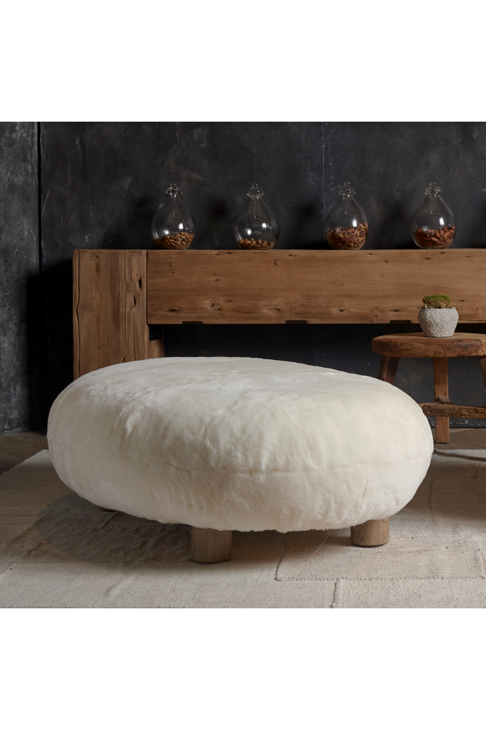 Pebble-Shaped Sheepskin Footstool | Andrew Martin Sivan | Oroa.com