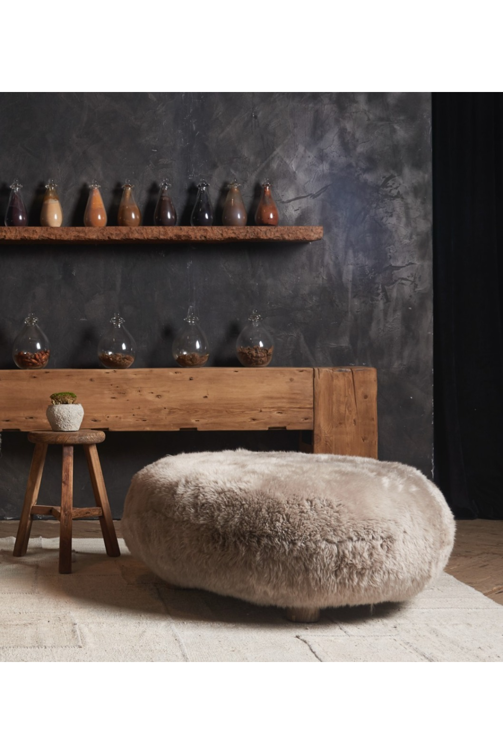 Pebble-Shaped Sheepskin Footstool | Andrew Martin Sivan | Oroa.com