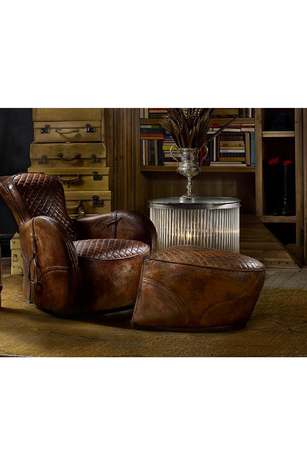 Brown Leather Equestarian Lounge Chair | Andrew Martin Saddle | Oroa.com