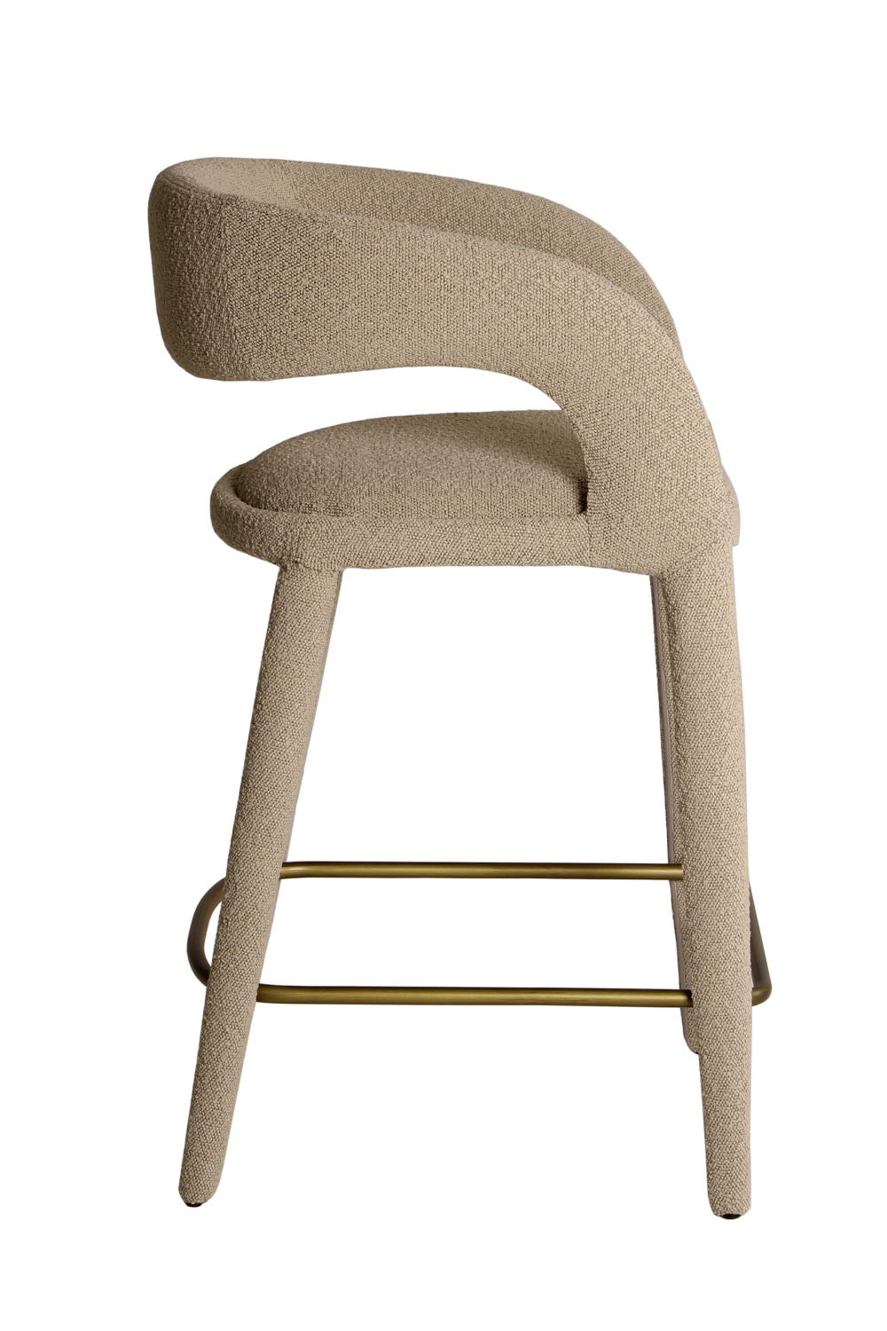 Beige Bouclé Curved Bar Stool | Andrew Martin Knox | Oroa.com