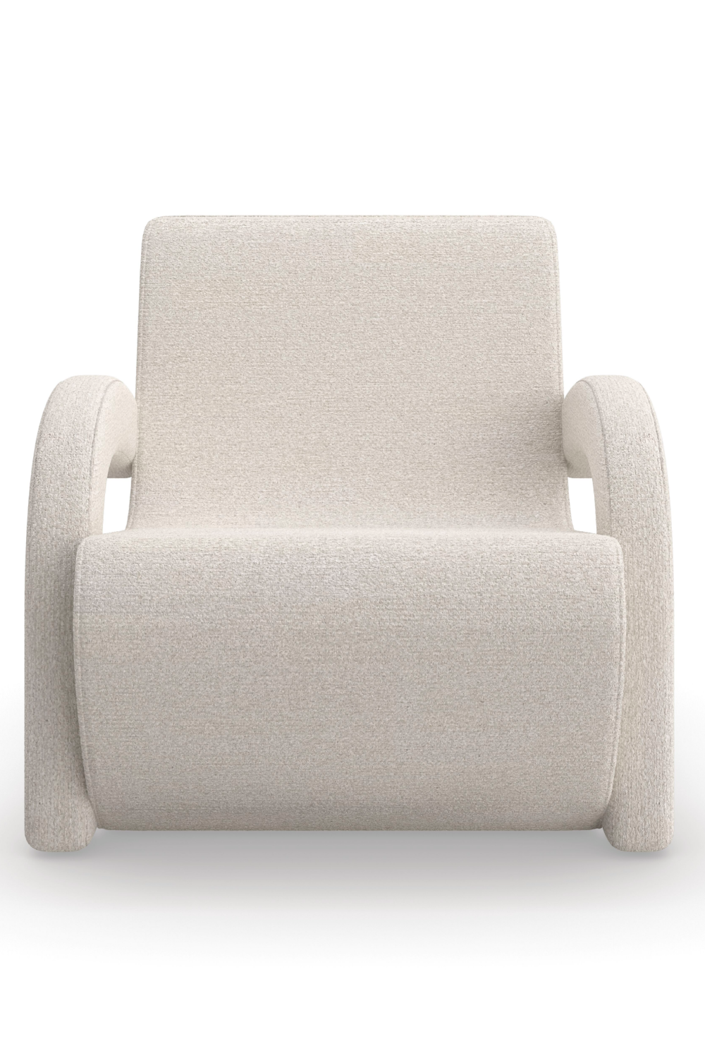 White Bouclé Arched Accent Chair | Andrew Martin Leo | Oroa.com
