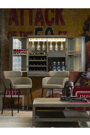 Beige Bouclé Tub Bar Stool | Andrew Martin Harry | Oroa.com