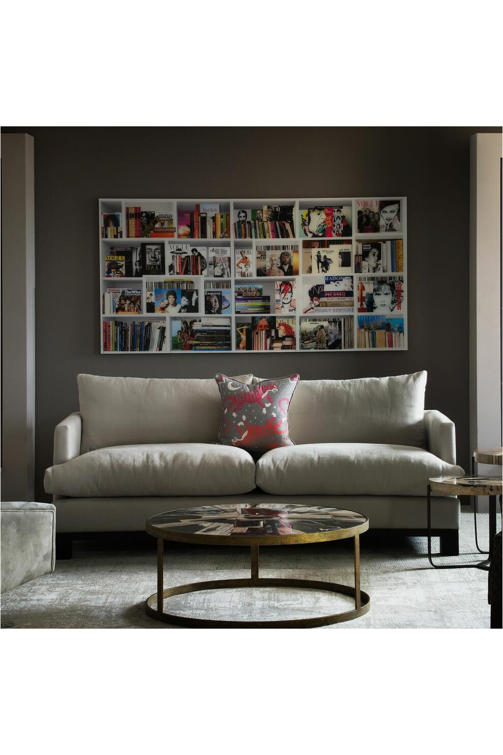 Brass Framed Round Wooden Coffee Table | Andrew Martin | OROA.com