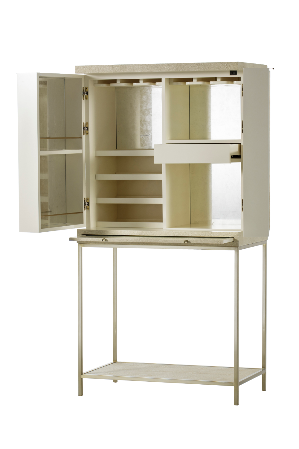 Ivory Shagreen Bar Cabinet With Light | Andrew Martin Melissa  | OROA