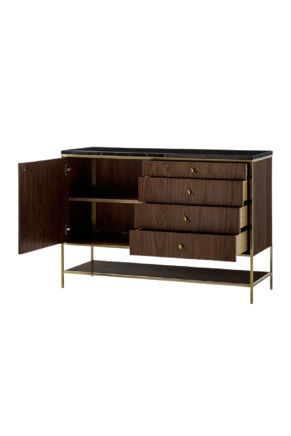 Wooden Sideboard with Black Marble Top S | Andrew Martin Chester