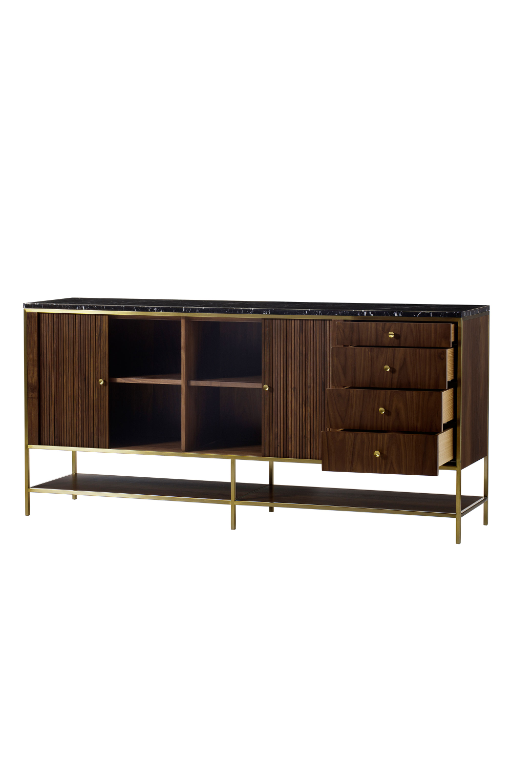 Wooden Sideboard with Black Marble Top L | Andrew Martin Chester