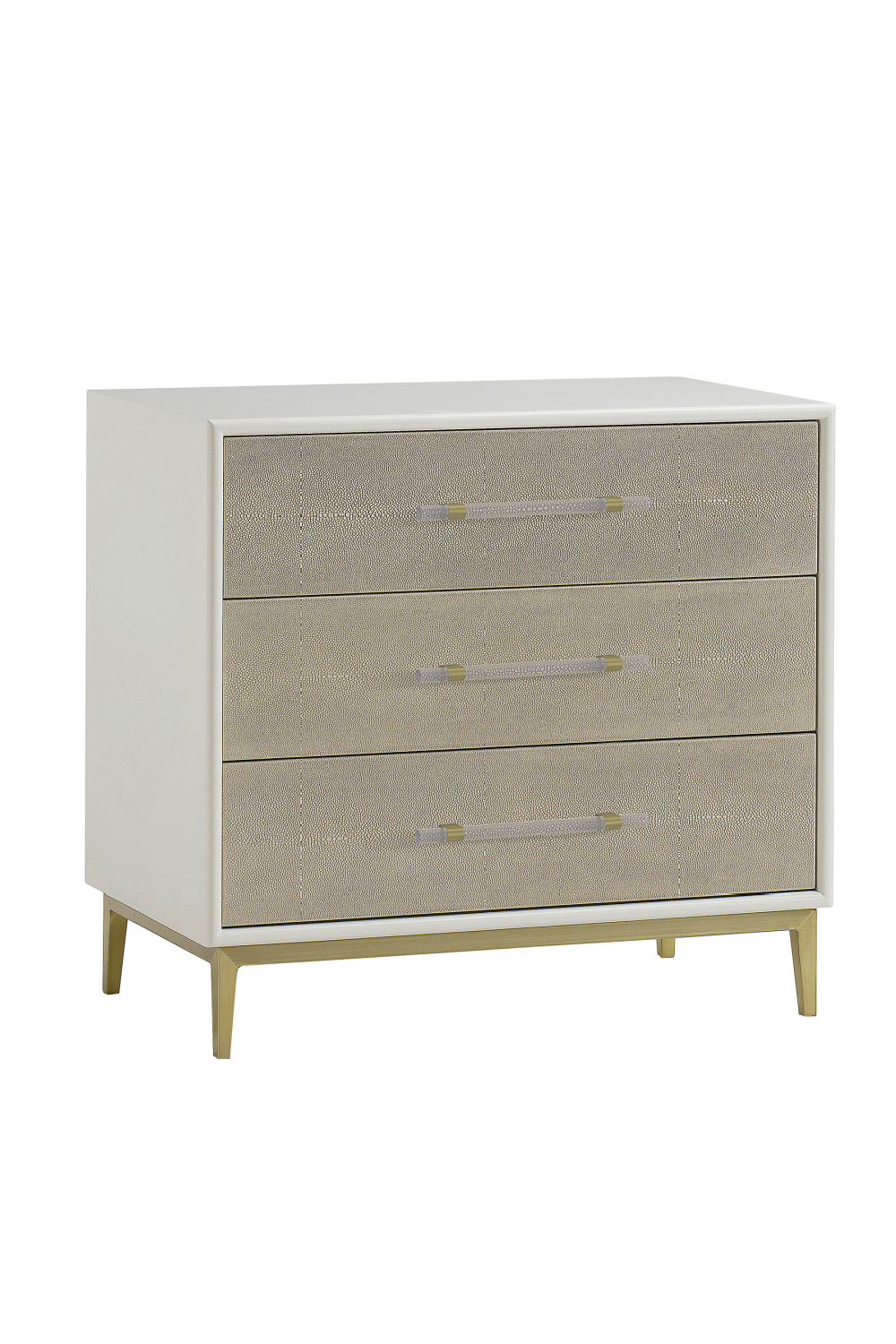 White Three Drawer Shagreen Nighstand | Andrew Martin Alice | Oroa.com