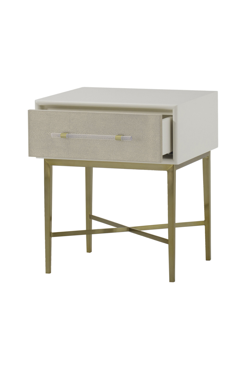 White Shagreen Drawer Bedside Table | Andrew Martin Alice | OROA