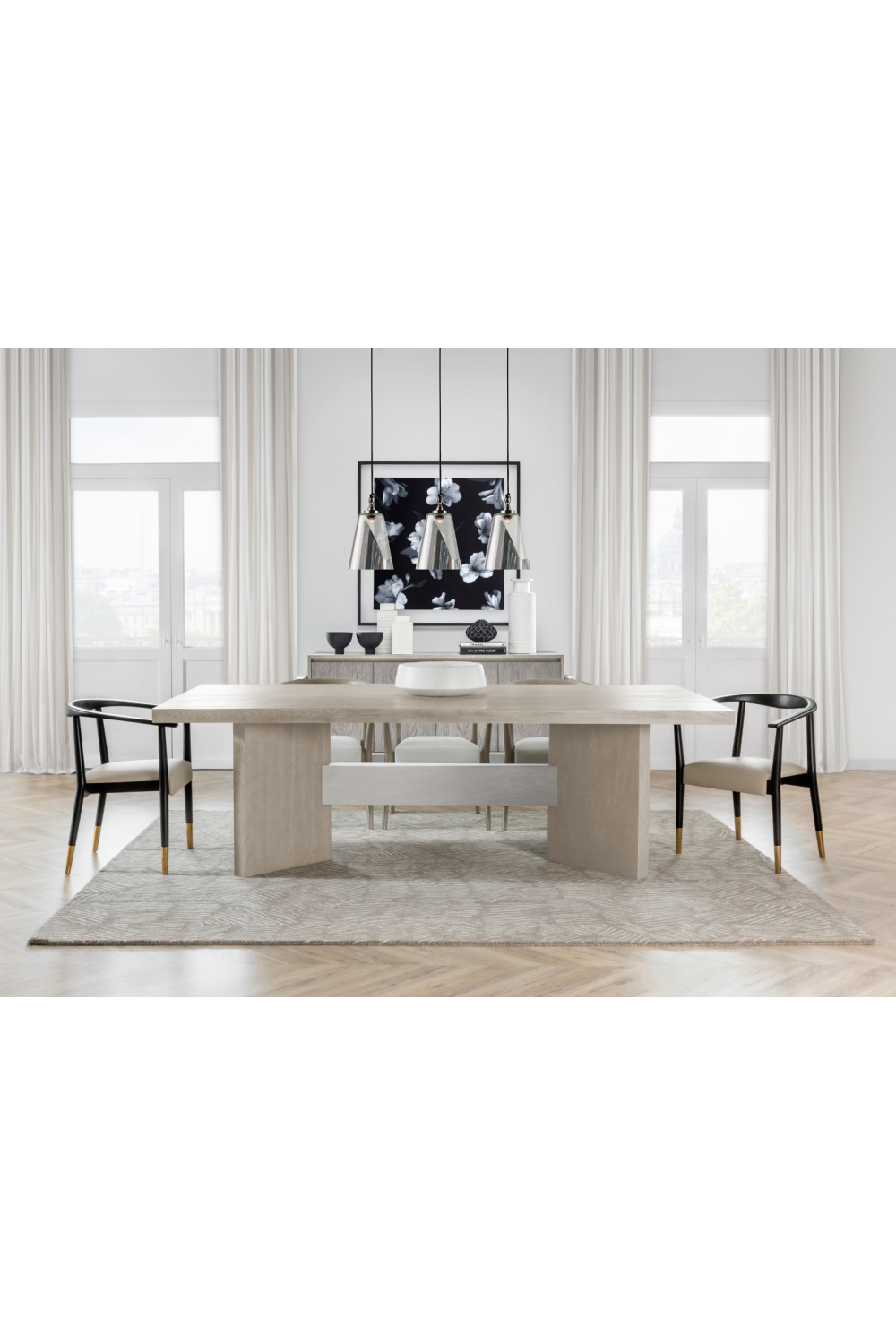 Taupe Oak Modern Dining Table | Andrew Martin Calvin | Oroa.com