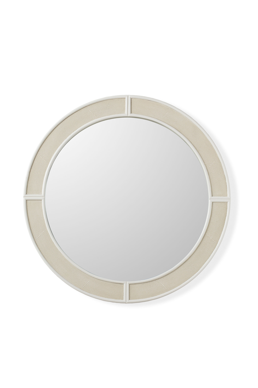 White Shagreen Round Mirror | Andrew Martin Alice | Oroa.com