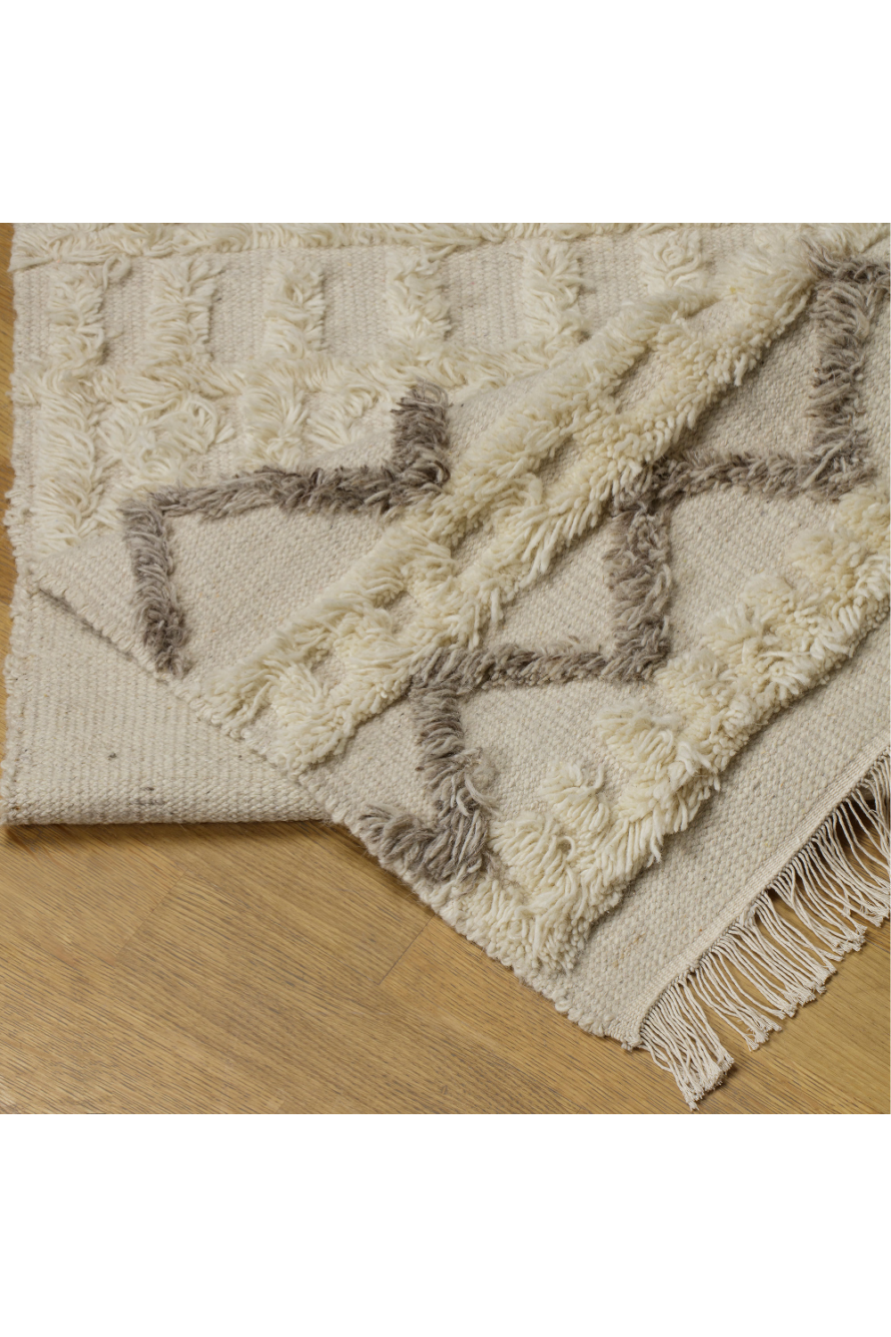 Cream and Taupe Handwoven Wool Rug 9' x 12' | Andrew Martin Lusaka | OROA