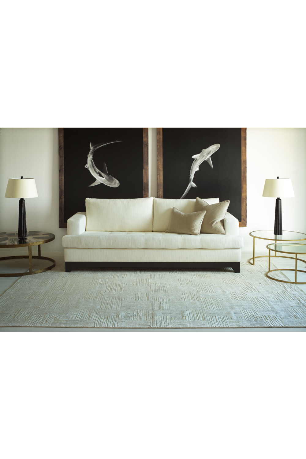 Cream Geometric Design Rug | Andrew Martin Ridge | Oroa.com