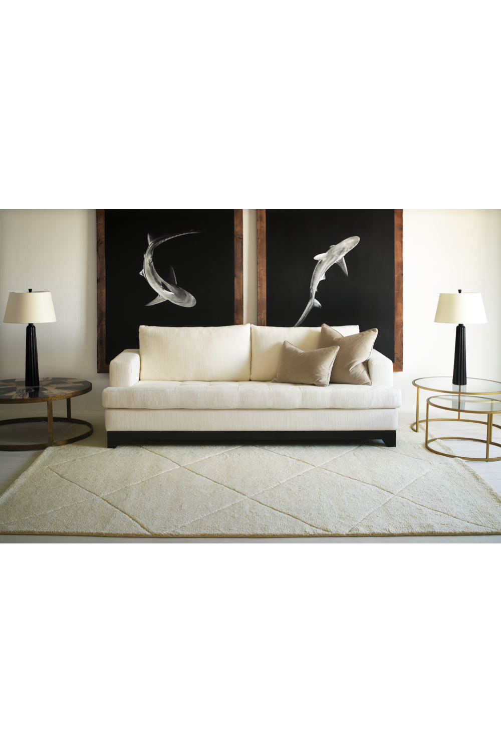 Cream Wool Diamond Rug | Andrew Martin Mogul | Oroa.com