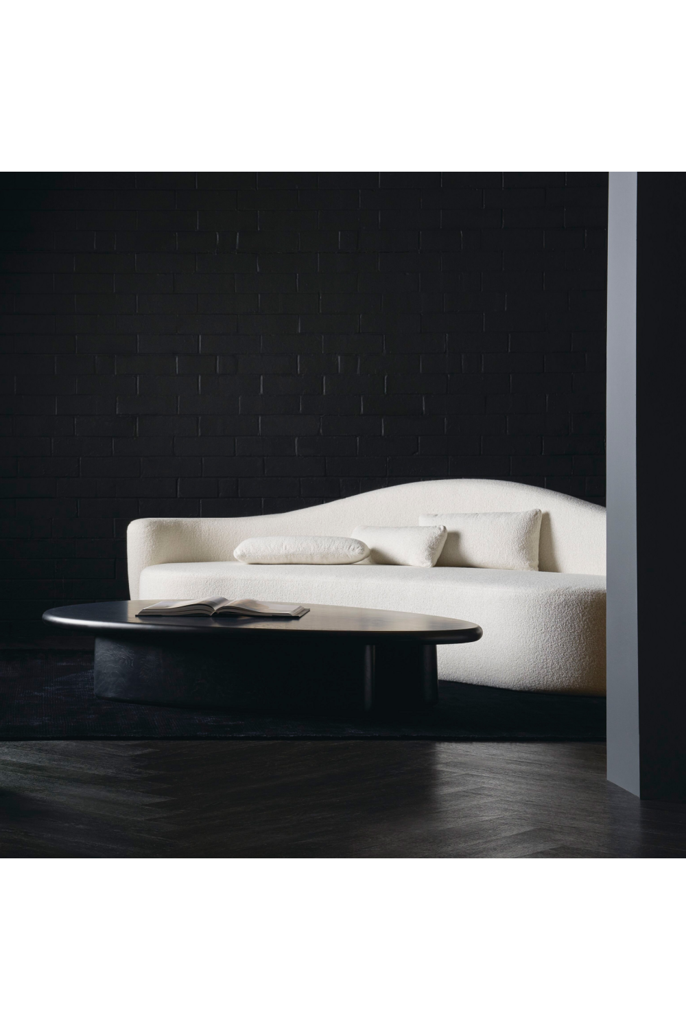 Bouclé Cream Curved Sofa | Andrew Martin Ellipse | Oroa.com