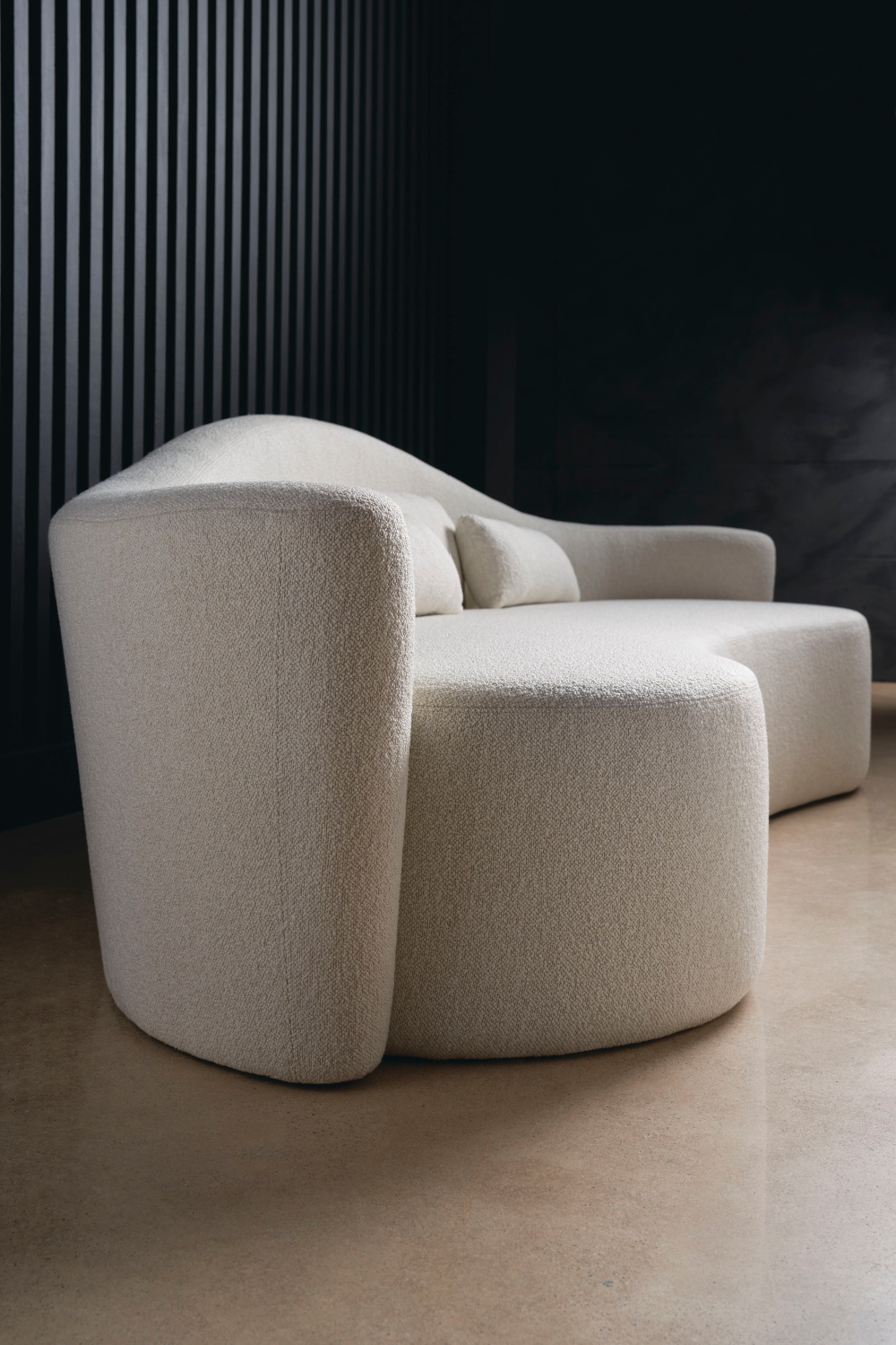 Bouclé Cream Curved Sofa | Andrew Martin Ellipse | Oroa.com