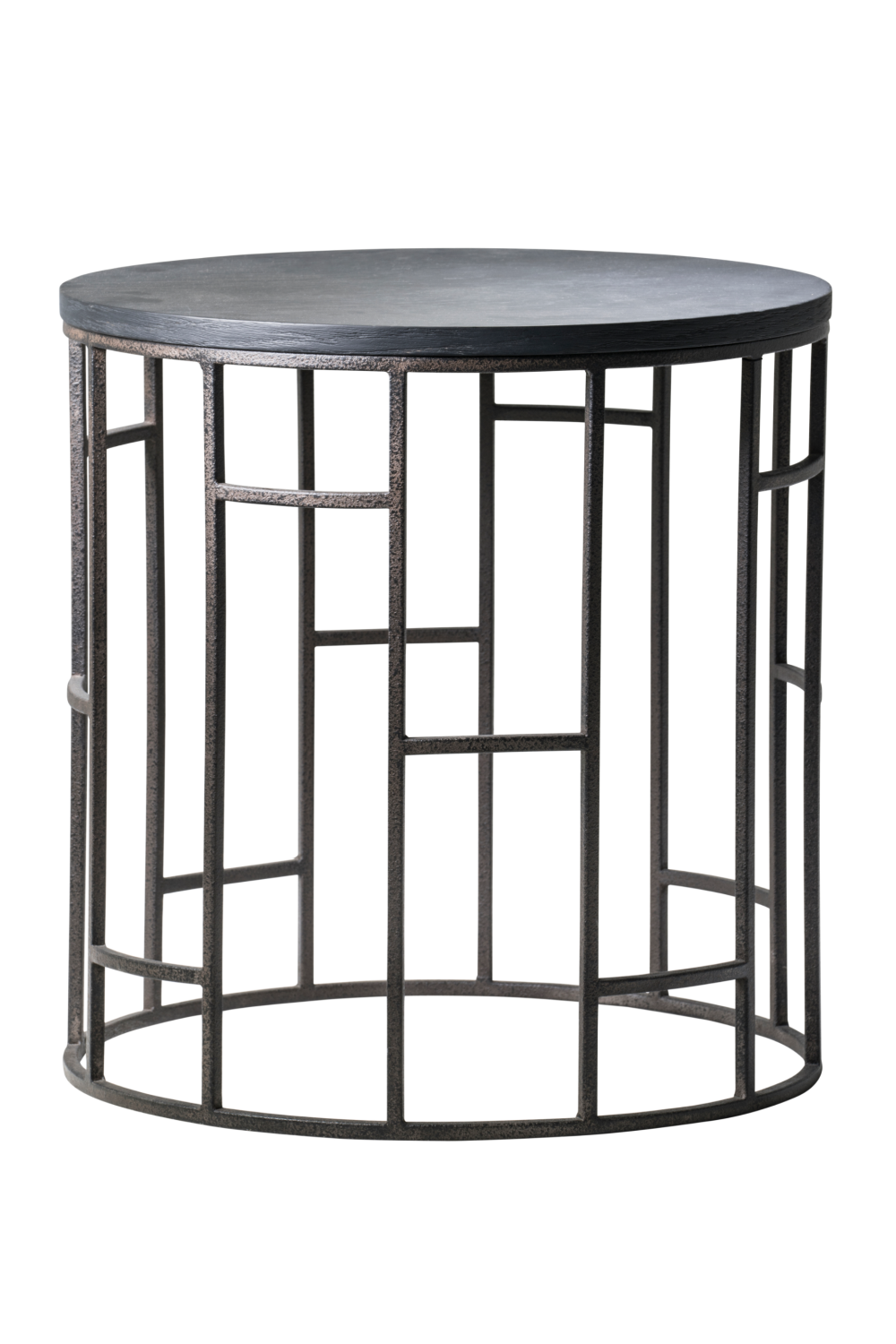 Black Wooden Top Circular Side Table | Andrew Martin Blackout | OROA