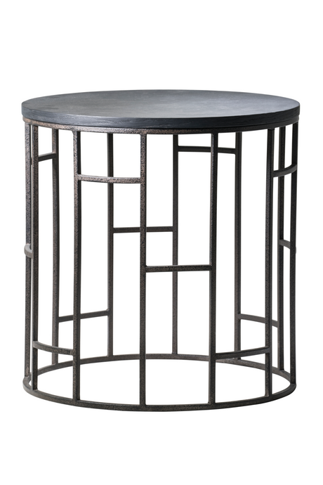 Black Wooden Top Circular Side Table | Andrew Martin Blackout | OROA