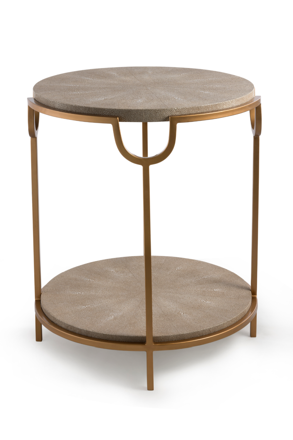 Cream Shagreen Side Table with Undershelf | Andrew Martin Katia | OROA