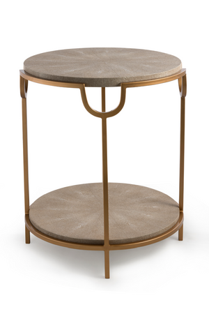 Cream Shagreen Side Table with Undershelf | Andrew Martin Katia | OROA