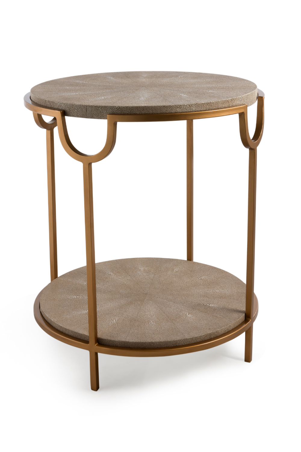 Cream Shagreen Side Table with Undershelf | Andrew Martin Katia | OROA