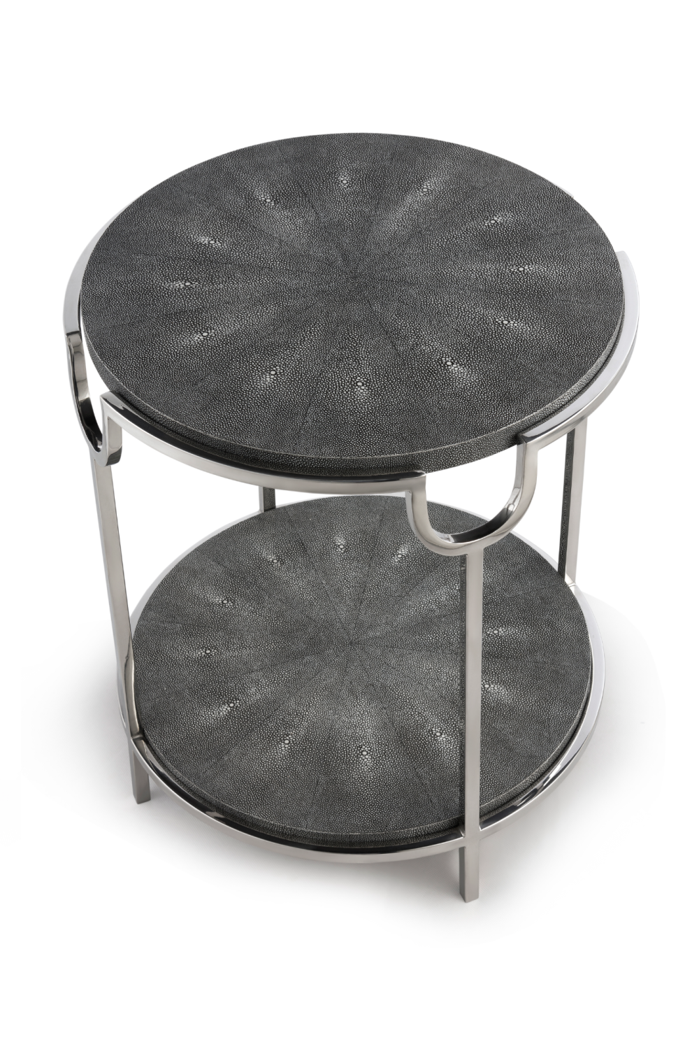 Gray Shagreen Side Table with Undershelf | Andrew Martin Katia | OROA