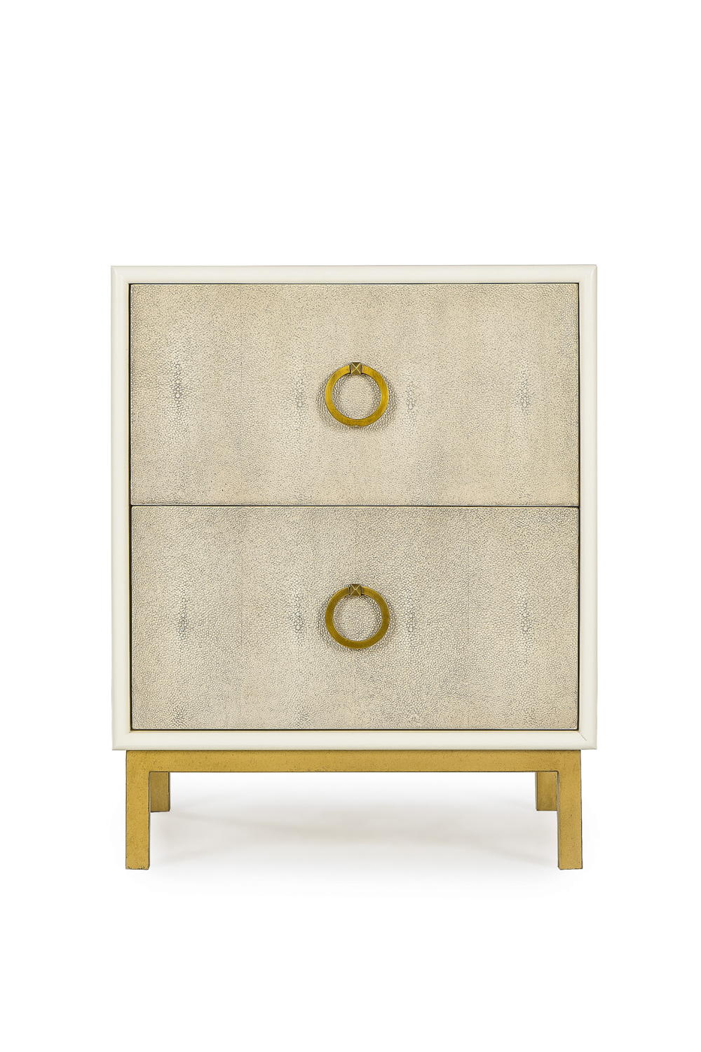 Cream Shagreen Bedside Table with Drawers | Andrew Martin | OROA