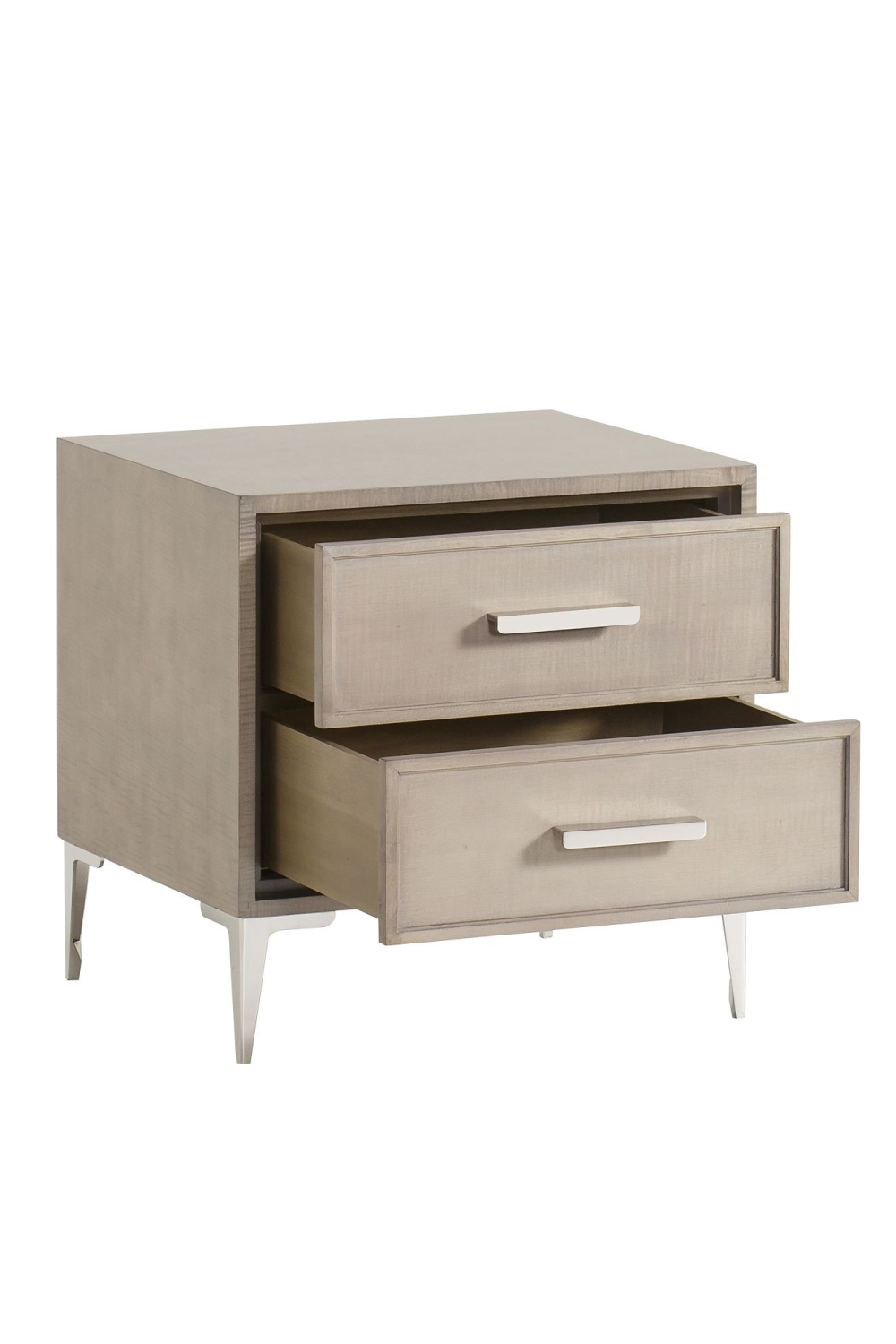 Taupe Wooden Bedside Table with Drawers | Andrew Martin Chloe | OROA