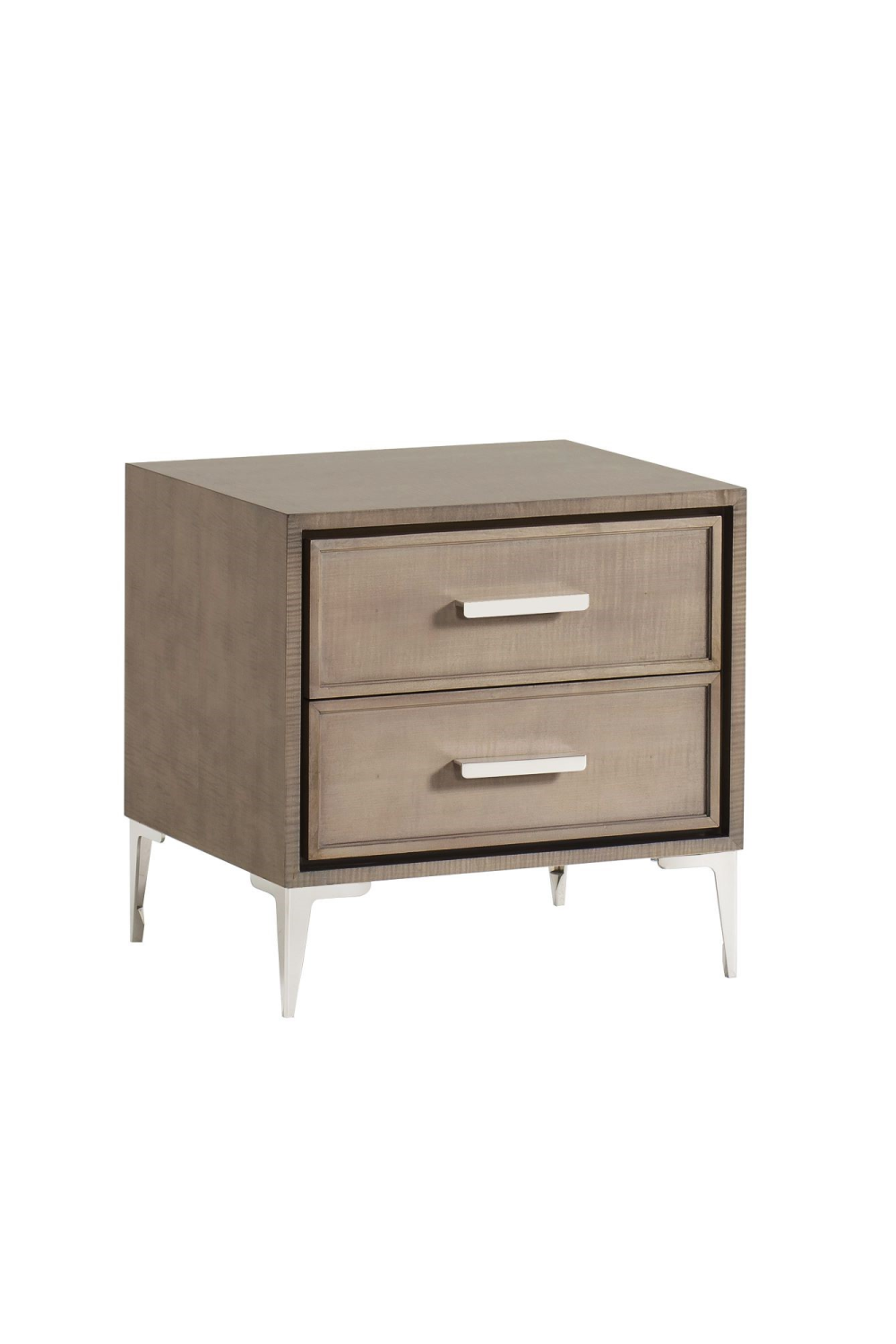 Taupe Wooden Bedside Table with Drawers | Andrew Martin Chloe | OROA