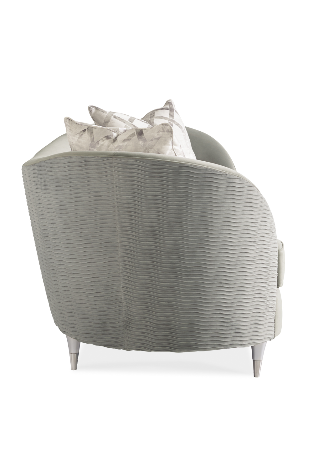 Gray Velvet Curved Sofa | Caracole Farrah | Oroa.com