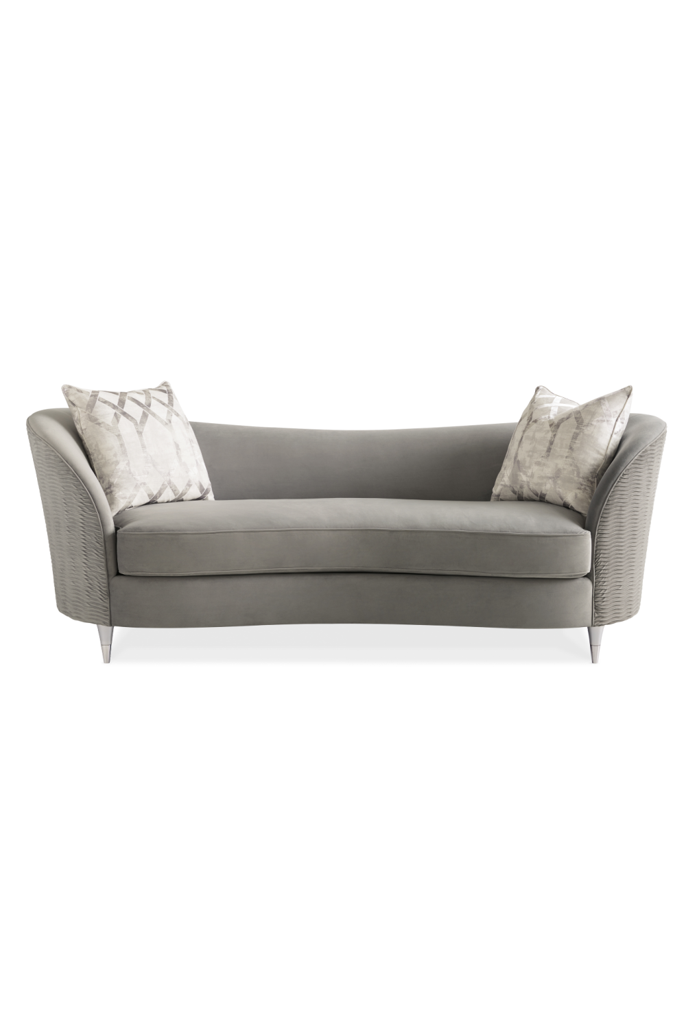 Gray Velvet Curved Sofa | Caracole Farrah | Oroa.com