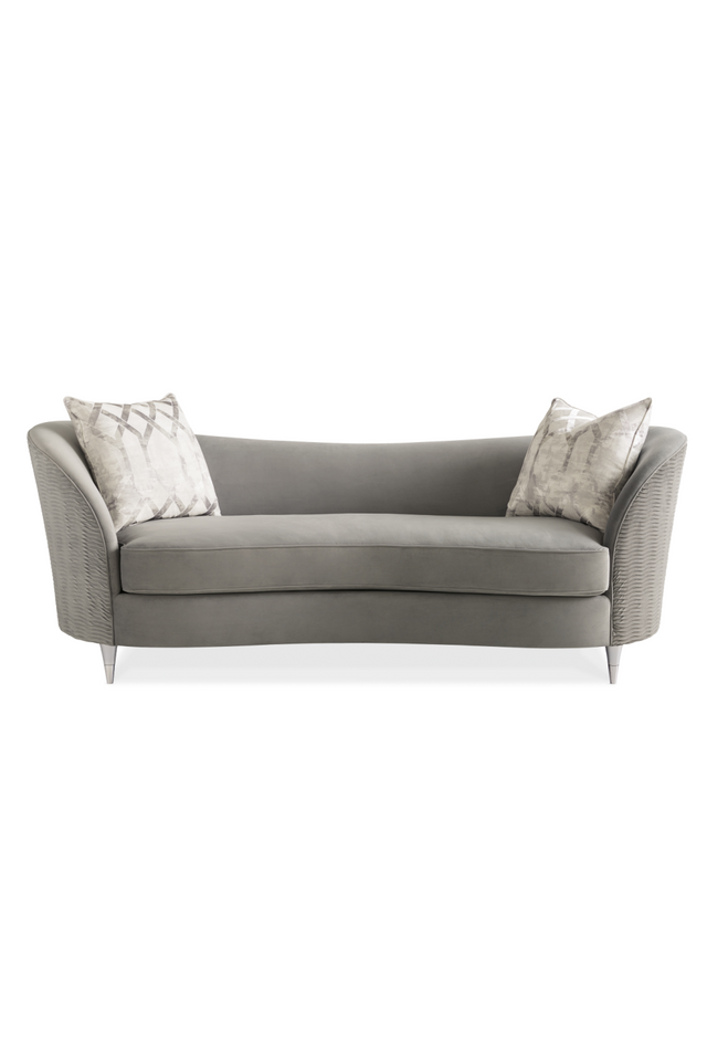 Gray Velvet Curved Sofa | Caracole Farrah | Oroa.com