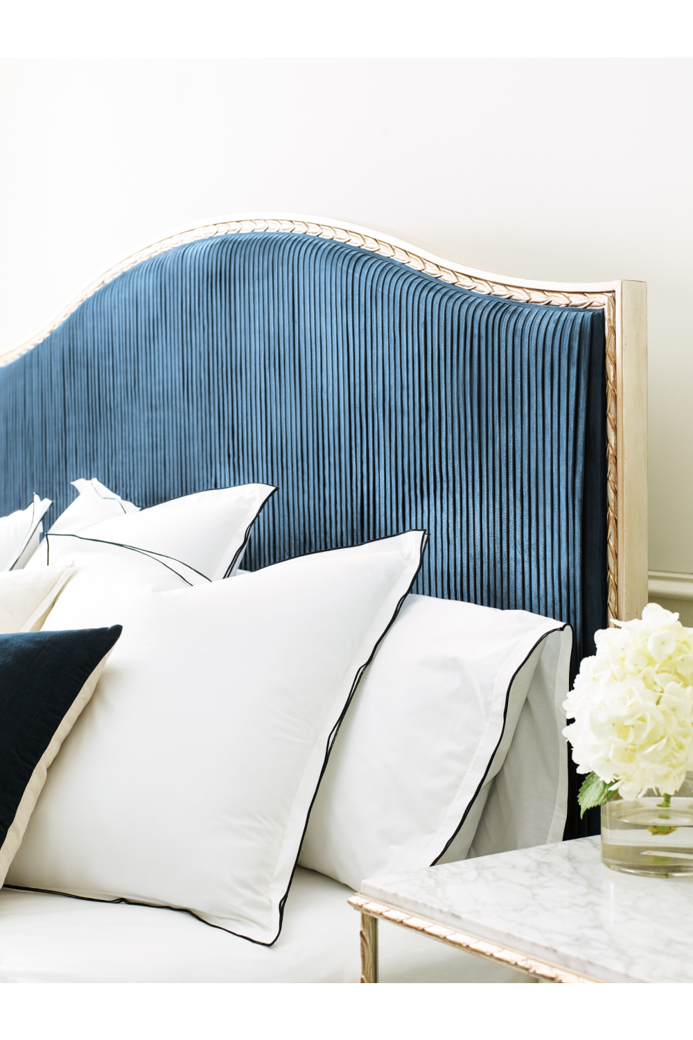 Blue Pleated California King Bed | Caracole Platform | Oroa.com