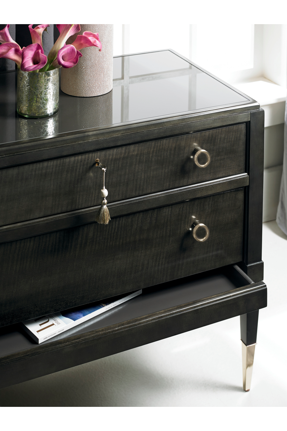 Dark Wooden Nightstand | Caracole Good Evening | Oroa.com