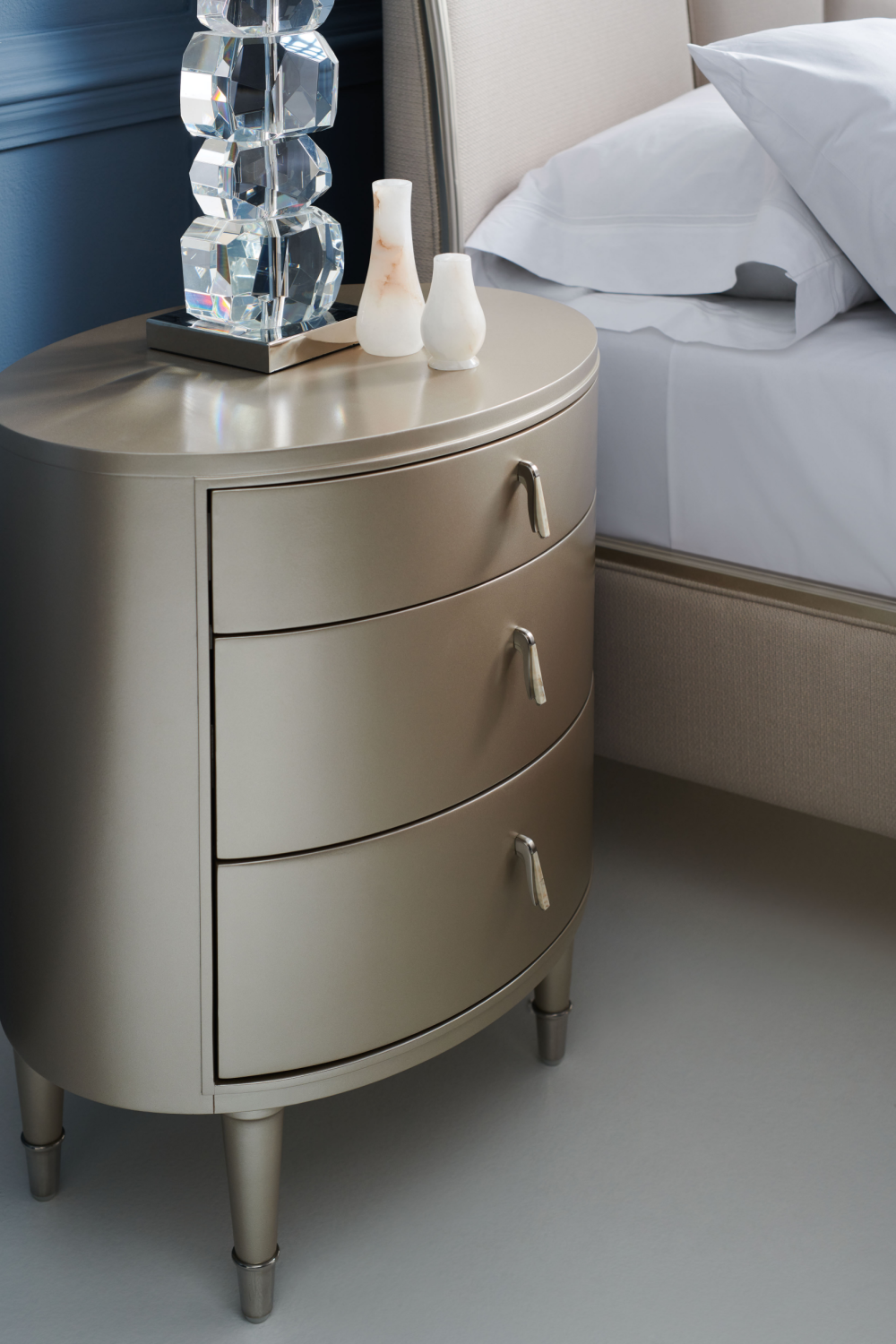 Oval Silver Nightstand | Caracole Bedside Beauty | Oroa.com