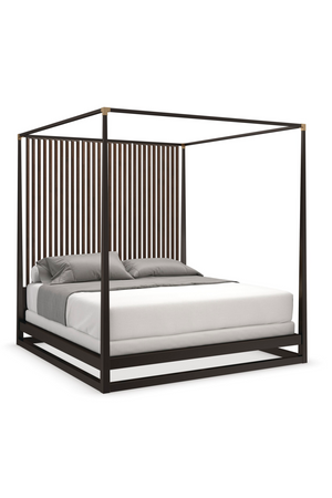 Brown Wooden Canopy Bed | Caracole Pinstripe | Oroa.com