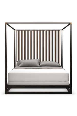 Brown Wooden Canopy Bed | Caracole Pinstripe | Oroa.com