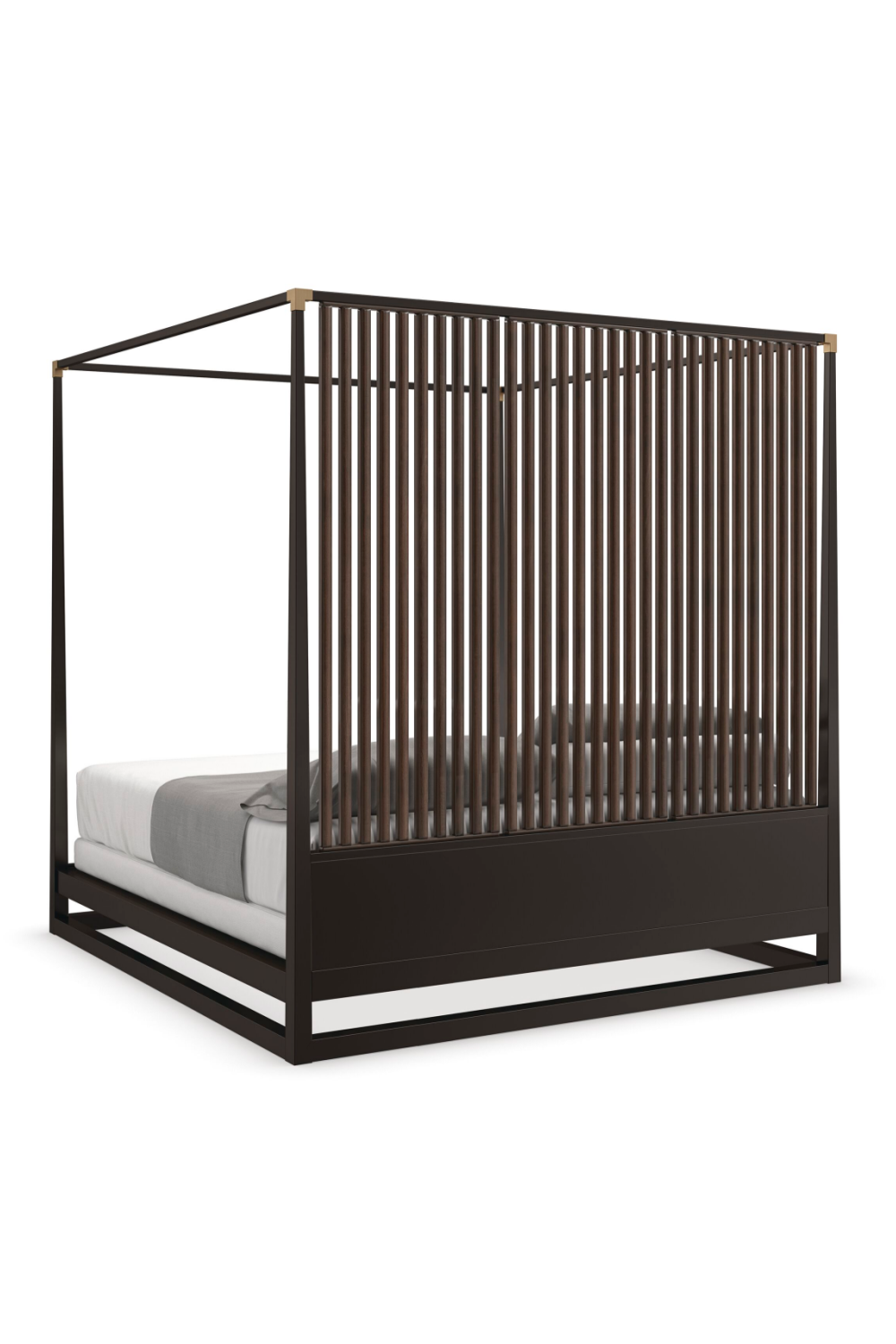 Brown Wooden Canopy Bed | Caracole Pinstripe | Oroa.com