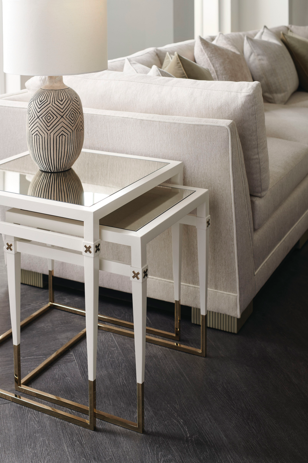 Pearl White Nesting Side Tables (2) | Caracole Better Together | Oroa.com