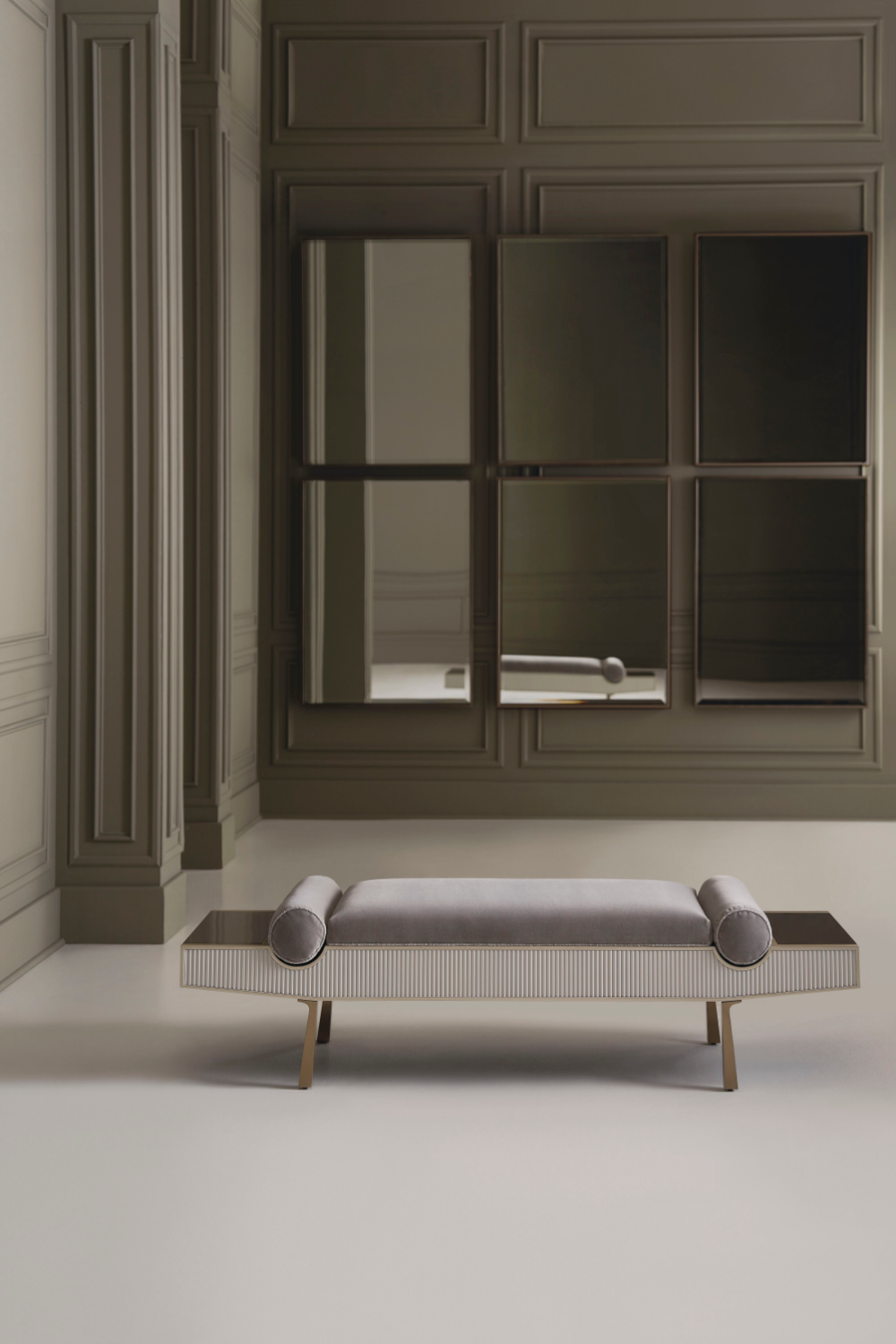 Gray Mohair Modern Bench | Caracole Roll Play | Oroa.com