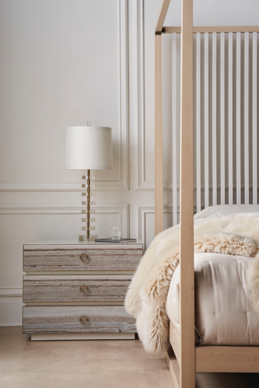 Light Oak Canopy Bed | Caracole Pinstripe | Oroa.com