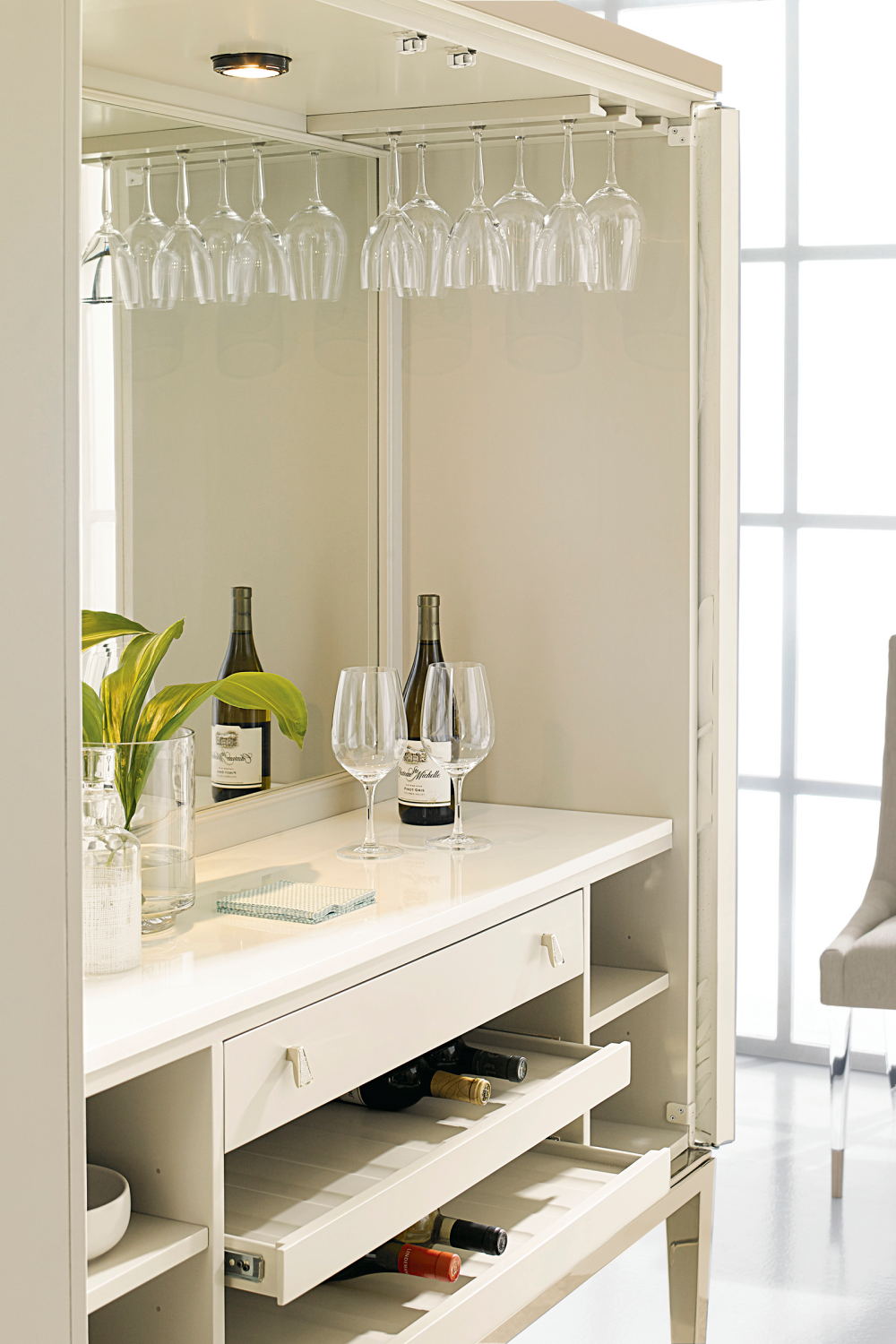 Carved White Modern Bar Cabinet | Caracole Palms Up! | Oroa.com