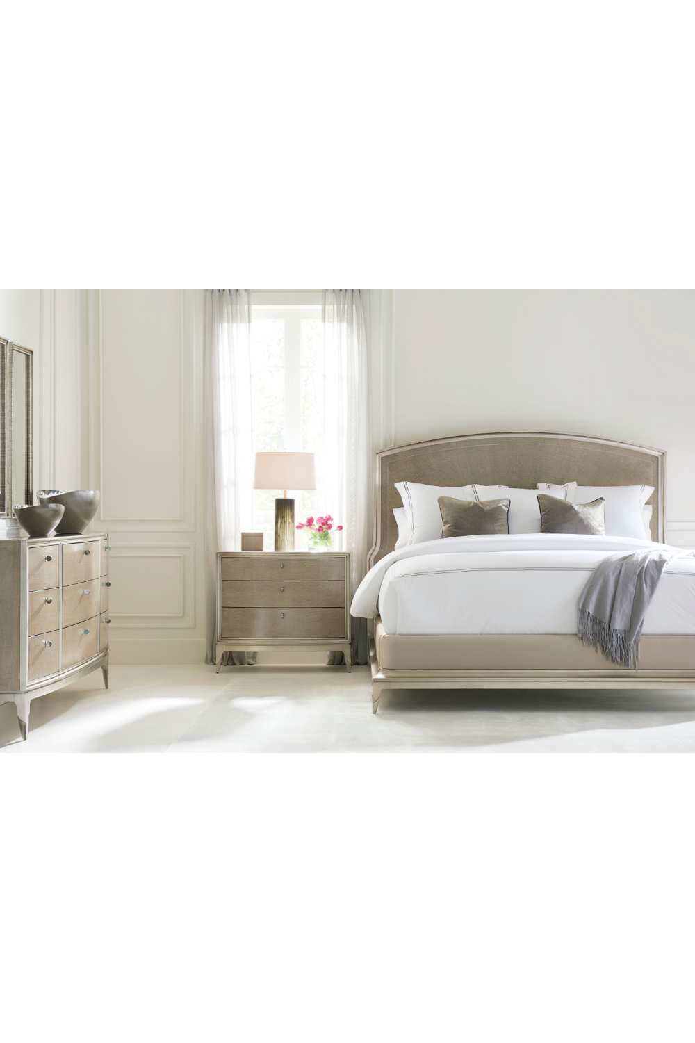 Silver Leaf 3-Drawer Nightstand | Caracole Rise And Shine | Oroa.com