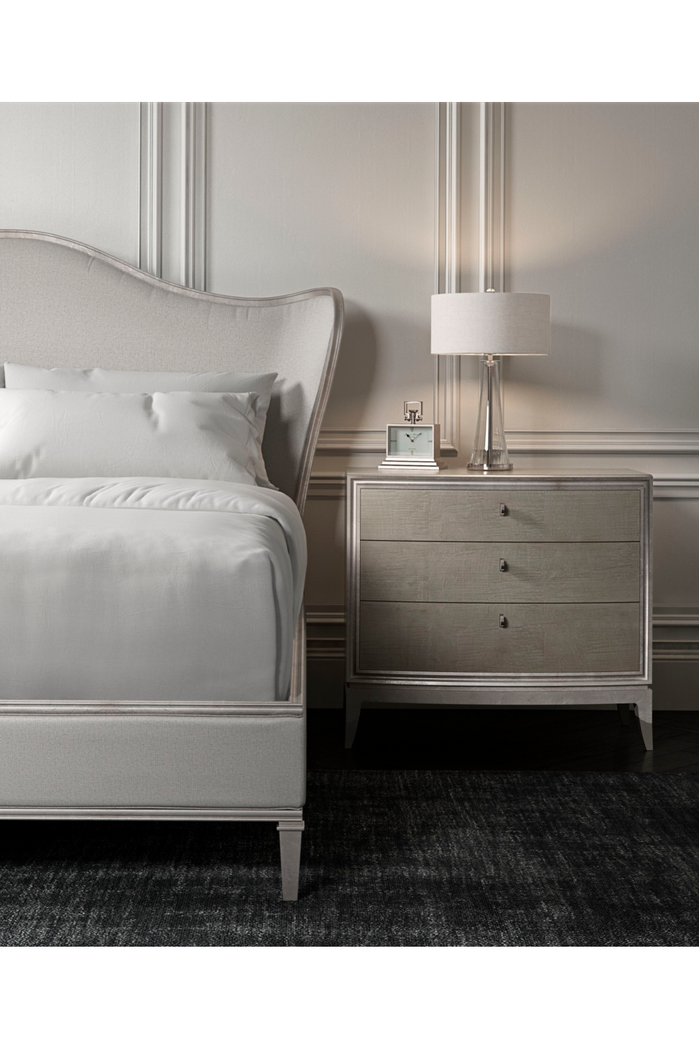 Silver Leaf 3-Drawer Nightstand | Caracole Rise And Shine | Oroa.com