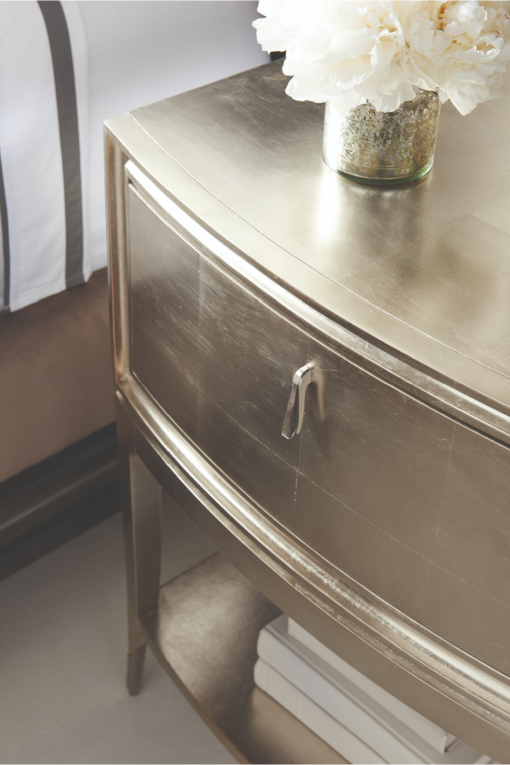 Silver Leaf Minimalist Nightstand | Caracole Shining Star | Oroa.com