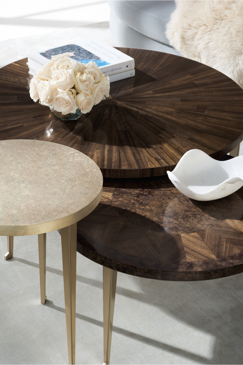 Gold Leaf Round Side Table | Caracole Honey Bunch | Oroa.com