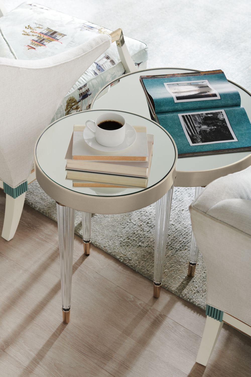 Round Mirrored End Table | Caracole Tri Me | Oroa.com