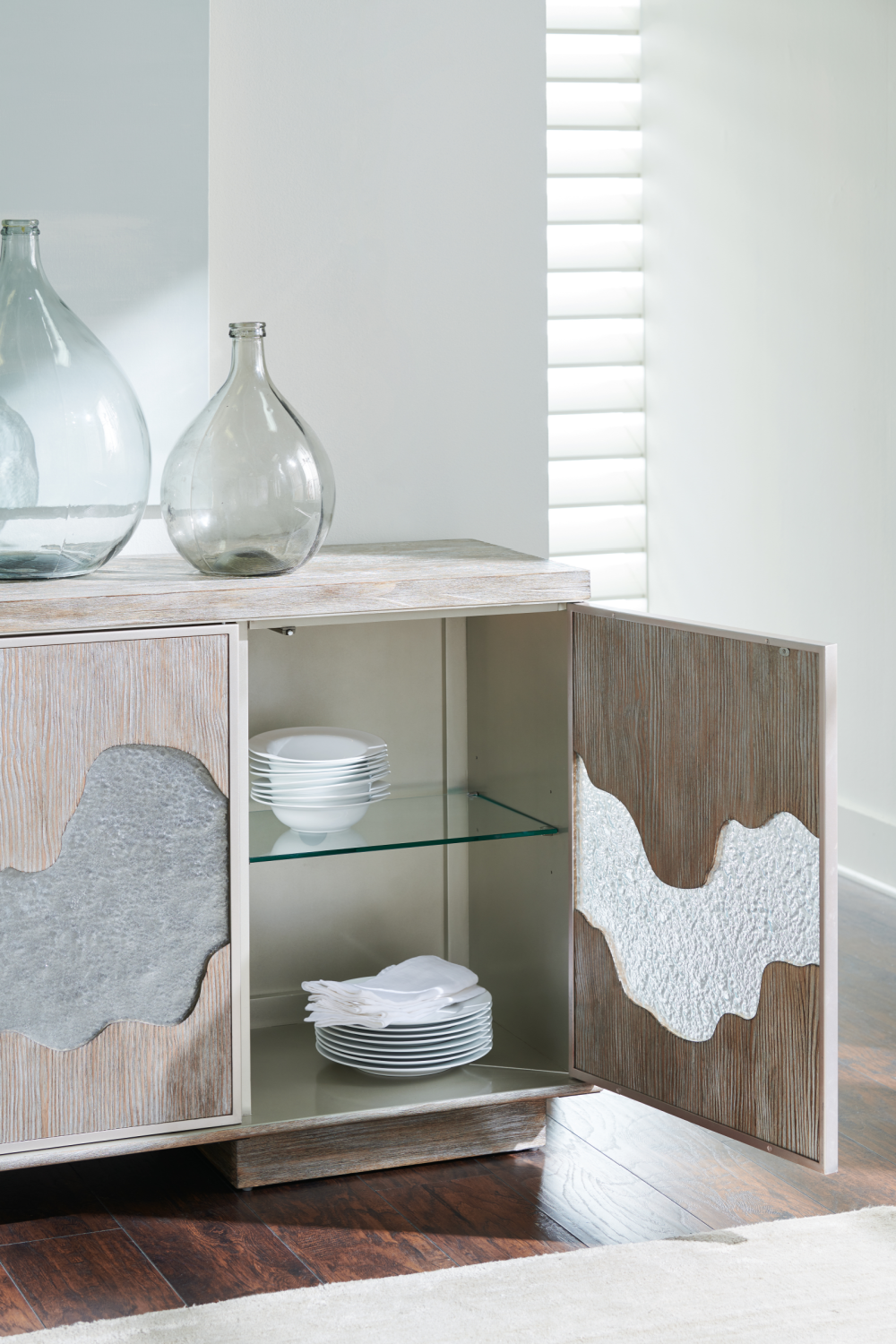 Cast Glass Accented Sideboard | Caracole Go With The Flow | Oroa.com